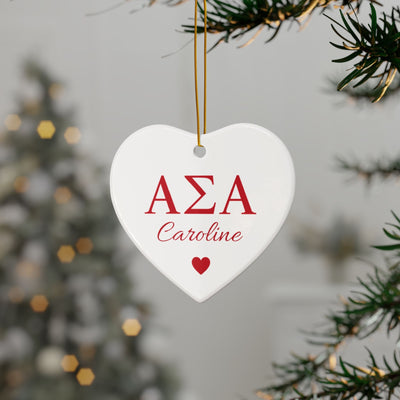 Alpha Sigma Alpha Customizable Trendy Red Letter Ornament Gift | Alpha Sig Holiday Christmas Gift | Sorority Ornament | Your Name