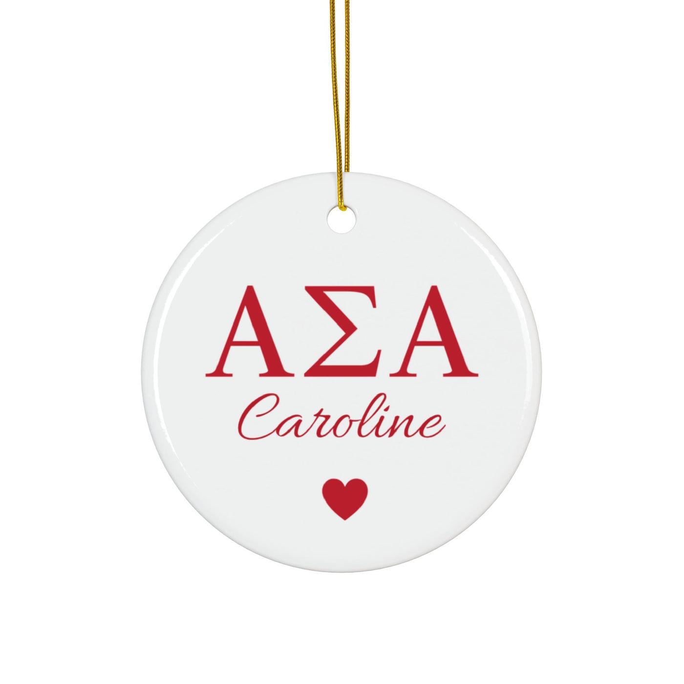 Alpha Sigma Alpha Customizable Trendy Red Letter Ornament Gift | Alpha Sig Holiday Christmas Gift | Sorority Ornament | Your Name