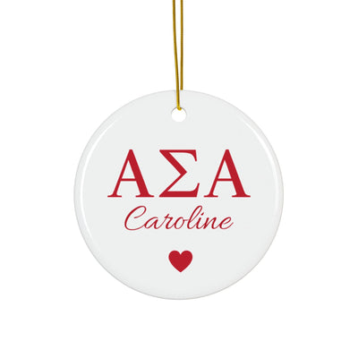 Alpha Sigma Alpha Customizable Trendy Red Letter Ornament Gift | Alpha Sig Holiday Christmas Gift | Sorority Ornament | Your Name