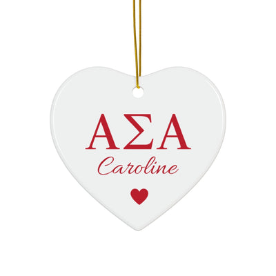 Alpha Sigma Alpha Customizable Trendy Red Letter Ornament Gift | Alpha Sig Holiday Christmas Gift | Sorority Ornament | Your Name