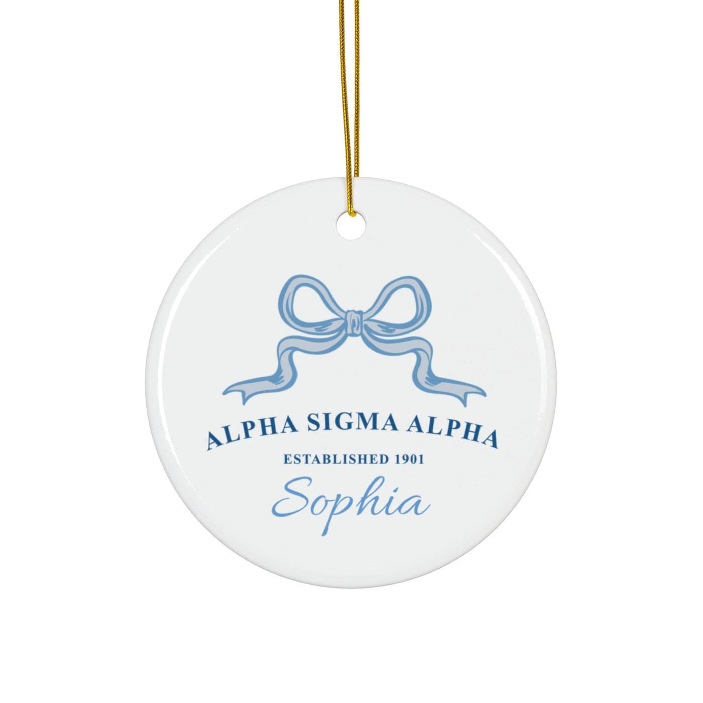 Alpha Sigma Alpha Customizable Trendy Ribbon Ornament Gift | Alpha Sig Holiday Christmas Gift | Sorority Ornament | Your Name