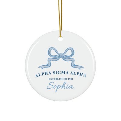 Alpha Sigma Alpha Customizable Trendy Ribbon Ornament Gift | Alpha Sig Holiday Christmas Gift | Sorority Ornament | Your Name