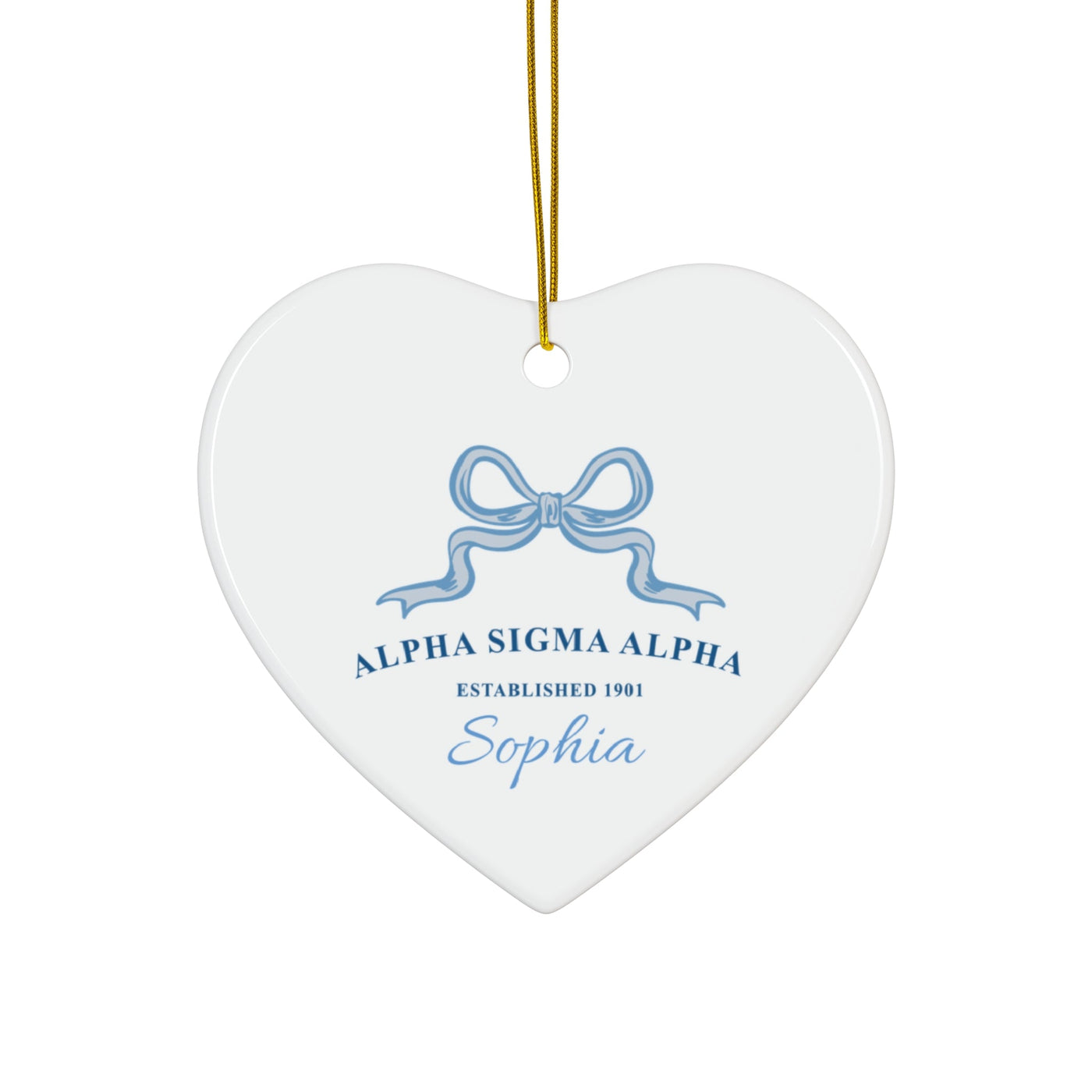 Alpha Sigma Alpha Customizable Trendy Ribbon Ornament Gift | Alpha Sig Holiday Christmas Gift | Sorority Ornament | Your Name