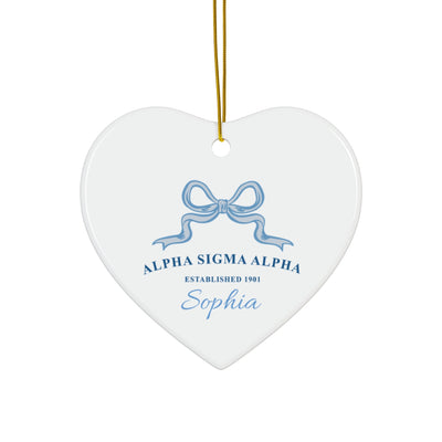 Alpha Sigma Alpha Customizable Trendy Ribbon Ornament Gift | Alpha Sig Holiday Christmas Gift | Sorority Ornament | Your Name