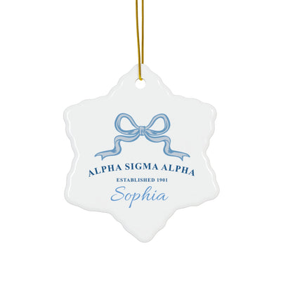 Alpha Sigma Alpha Customizable Trendy Ribbon Ornament Gift | Alpha Sig Holiday Christmas Gift | Sorority Ornament | Your Name