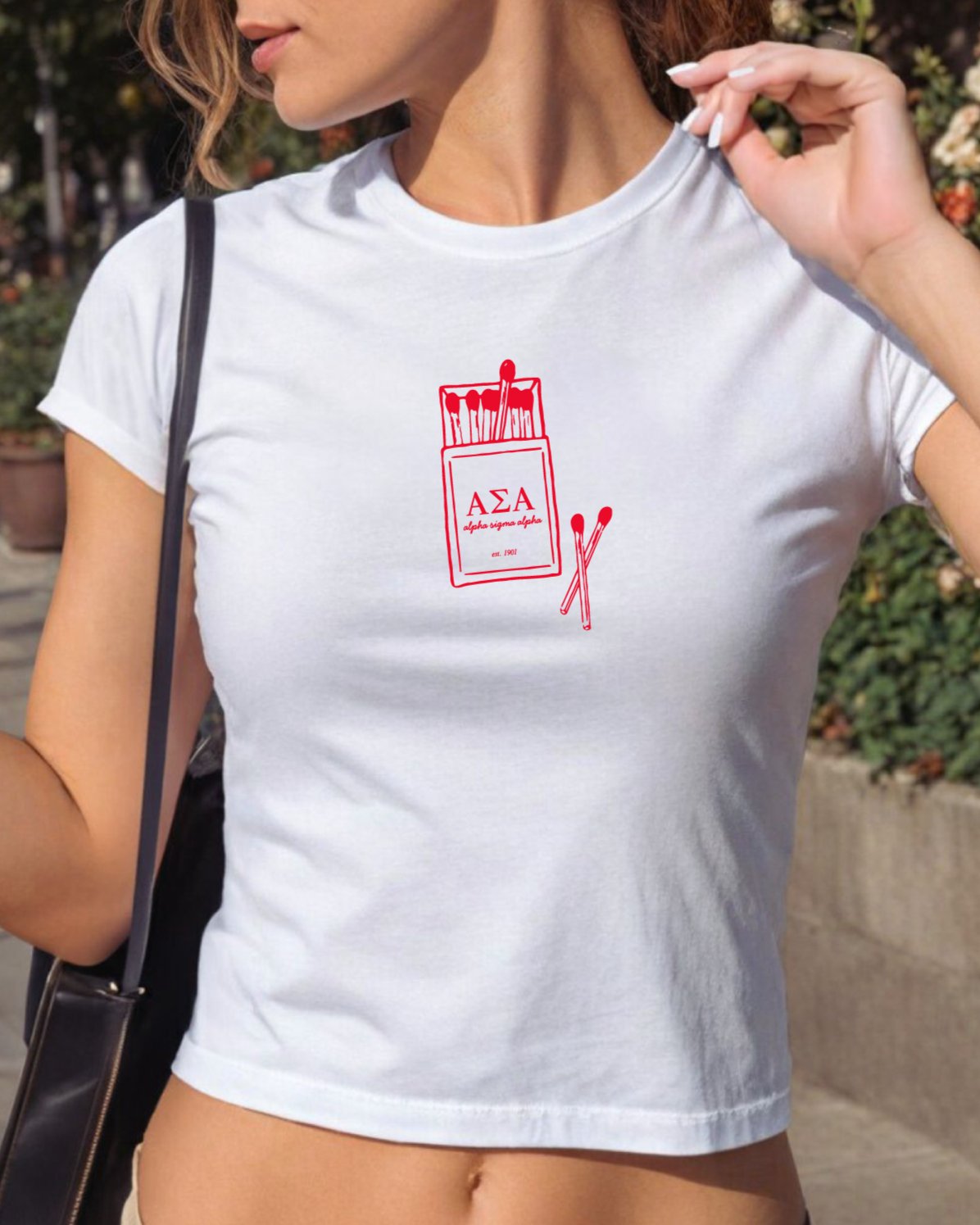 Alpha Sigma Alpha Matchbook Sorority Crop Top | Alpha Sig Sorority Baby Tee | Y2K 2000s Sorority T-Shirt Crop Top | Bid Day Recruitment Gift