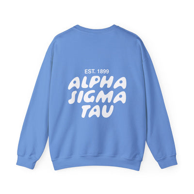 Alpha Sigma Tau Bubble Font Sorority Crewneck Sweatshirt | Alpha Tau Trendy Sweatshirt | Big Little Gift | Recruitment Gift