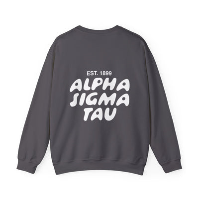 Alpha Sigma Tau Bubble Font Sorority Crewneck Sweatshirt | Alpha Tau Trendy Sweatshirt | Big Little Gift | Recruitment Gift