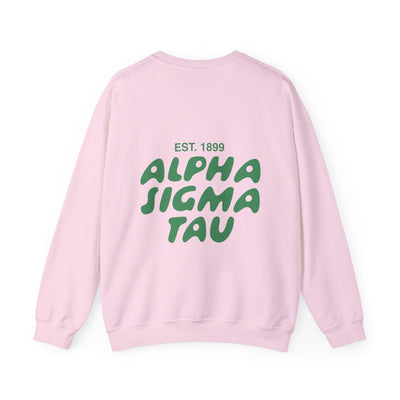 Alpha Sigma Tau Bubble Font Sorority Crewneck Sweatshirt | Alpha Tau Trendy Sweatshirt | Big Little Gift | Recruitment Gift