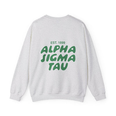 Alpha Sigma Tau Bubble Font Sorority Crewneck Sweatshirt | Alpha Tau Trendy Sweatshirt | Big Little Gift | Recruitment Gift