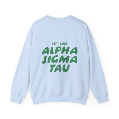 Alpha Sigma Tau Bubble Font Sorority Crewneck Sweatshirt | Alpha Tau Trendy Sweatshirt | Big Little Gift | Recruitment Gift