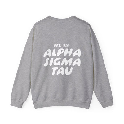 Alpha Sigma Tau Bubble Font Sorority Crewneck Sweatshirt | Alpha Tau Trendy Sweatshirt | Big Little Gift | Recruitment Gift