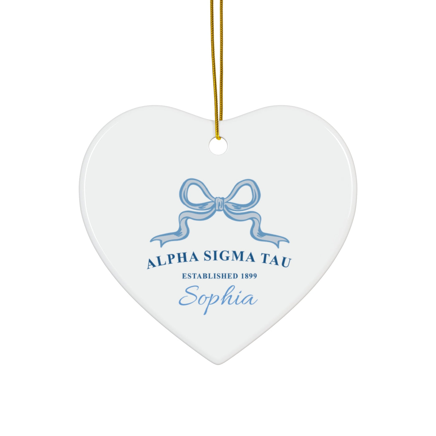 Alpha Sigma Tau Customizable Trendy Ribbon Ornament Gift | Alpha Tau Holiday Christmas Gift | Sorority Ornament | Your Name