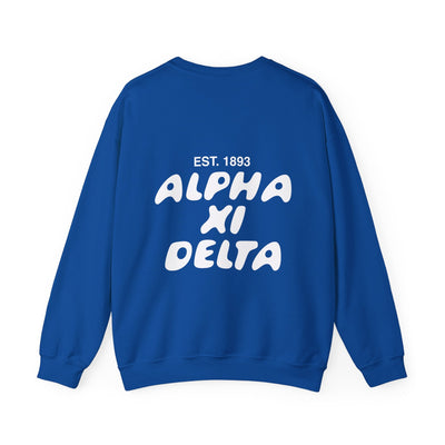 Alpha Xi Delta Bubble Font Sorority Crewneck Sweatshirt | Alpha Xi Trendy Sweatshirt | Big Little Gift | Recruitment Gift