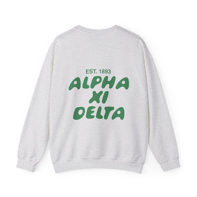 Alpha Xi Delta Bubble Font Sorority Crewneck Sweatshirt | Alpha Xi Trendy Sweatshirt | Big Little Gift | Recruitment Gift