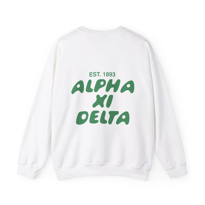 Alpha Xi Delta Bubble Font Sorority Crewneck Sweatshirt | Alpha Xi Trendy Sweatshirt | Big Little Gift | Recruitment Gift