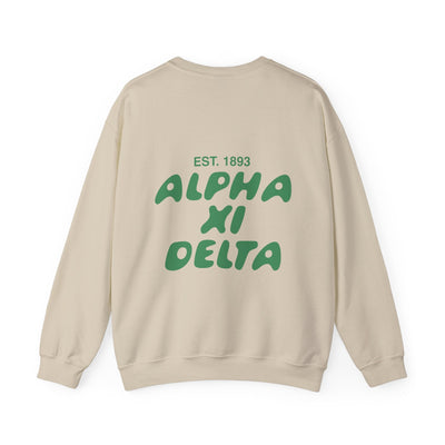 Alpha Xi Delta Bubble Font Sorority Crewneck Sweatshirt | Alpha Xi Trendy Sweatshirt | Big Little Gift | Recruitment Gift