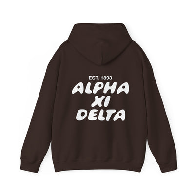 Alpha Xi Delta Bubble Font Sorority Hoodie | Alpha Xi Trendy Sweatshirt | Big Little Gift | Recruitment Gift