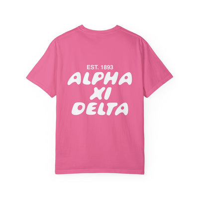 Alpha Xi Delta Bubble Letter T-Shirt | Alpha Xi Trendy College Greek Custom Oversized Shirt | Big Little Sorority T Shirt Gift