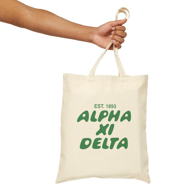 Alpha Xi Delta Bubble Text Trendy Tote Bag | Alpha Xi College Sorority Beach Bag | Big Little Gift