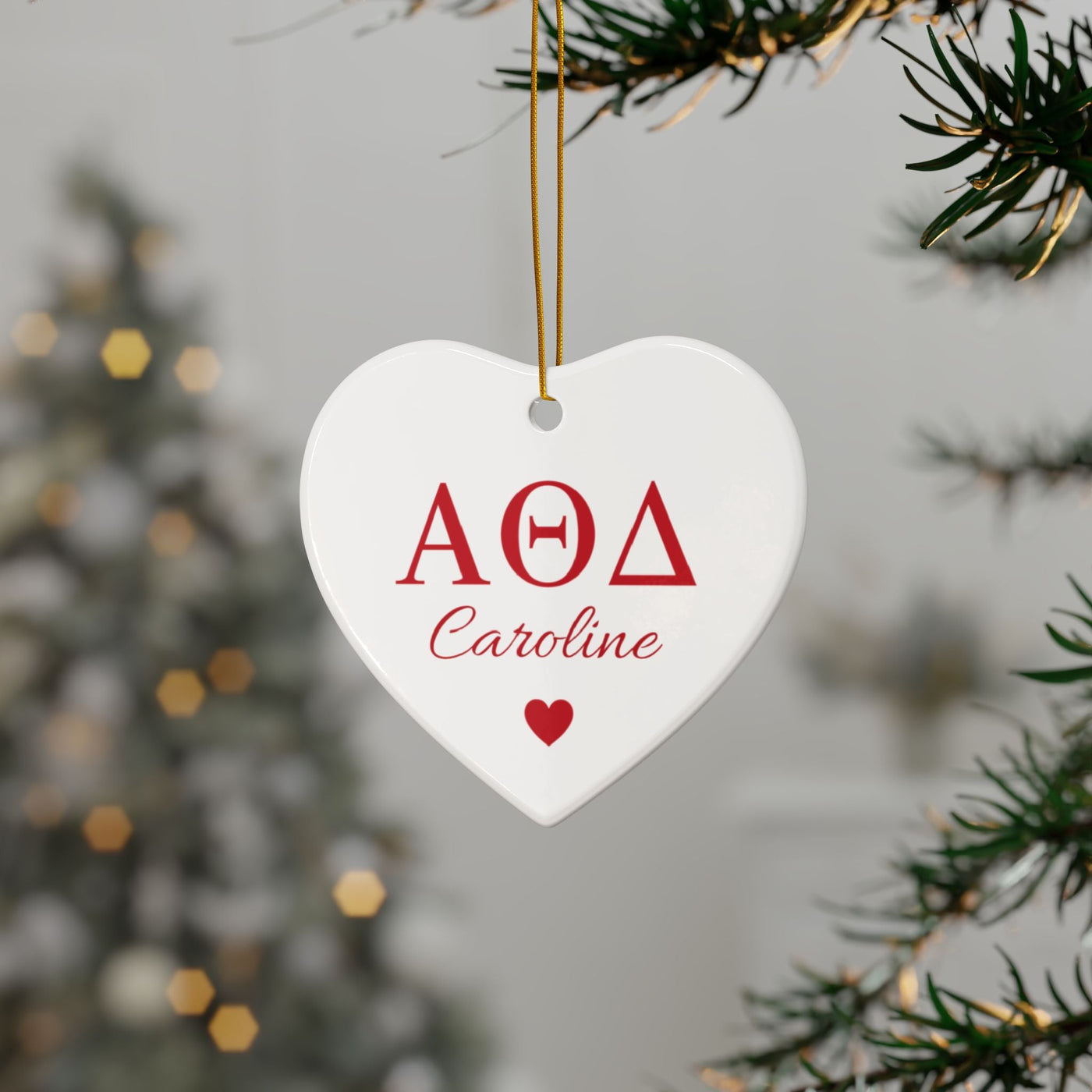 Alpha Xi Delta Customizable Trendy Red Letter Ornament Gift | Alpha Xi Holiday Christmas Gift | Sorority Ornament | Your Name