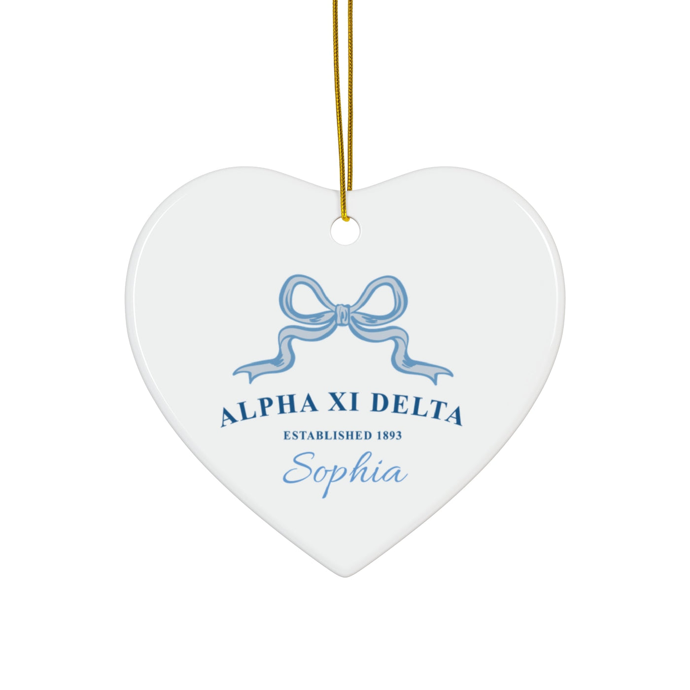 Alpha Xi Delta Customizable Trendy Ribbon Ornament Gift | Alpha Xi Holiday Christmas Gift | Sorority Ornament | Your Name