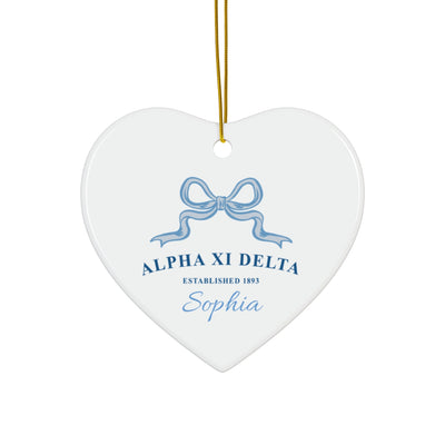 Alpha Xi Delta Customizable Trendy Ribbon Ornament Gift | Alpha Xi Holiday Christmas Gift | Sorority Ornament | Your Name