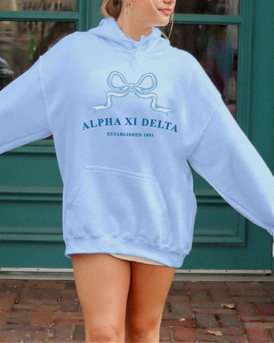 Alpha Xi Delta Ribbon Sorority Hoodie | Alpha Xi Trendy Sweatshirt Big Little Recruitment Gift