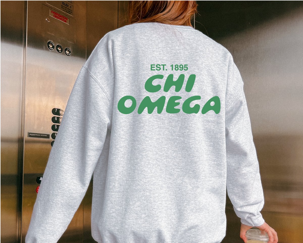 Chi Omega Bubble Font Sorority Crewneck Sweatshirt | Chi O Trendy Sweatshirt | Big Little Gift | Recruitment Gift