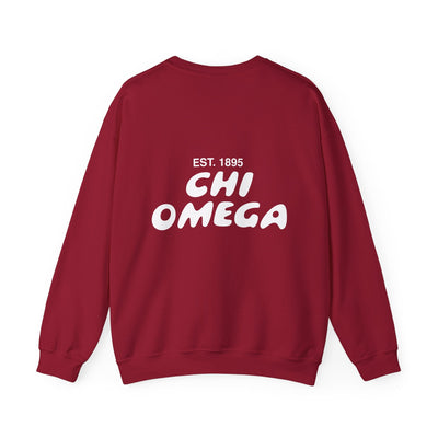 Chi Omega Bubble Font Sorority Crewneck Sweatshirt | Chi O Trendy Sweatshirt | Big Little Gift | Recruitment Gift