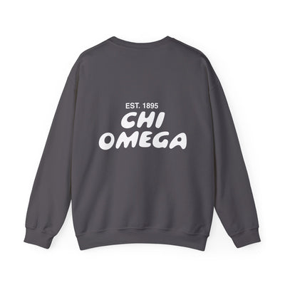 Chi Omega Bubble Font Sorority Crewneck Sweatshirt | Chi O Trendy Sweatshirt | Big Little Gift | Recruitment Gift