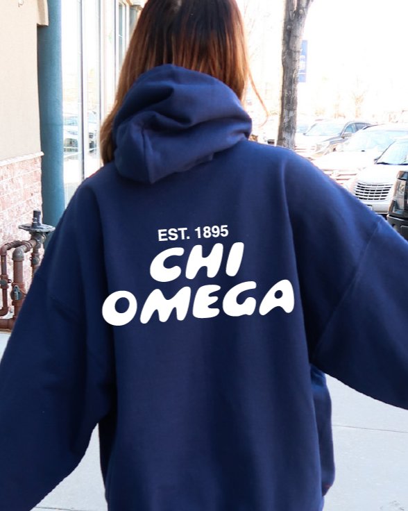 Chi Omega Bubble Font Sorority Hoodie | Chi O Trendy Sweatshirt | Big Little Gift | Recruitment Gift