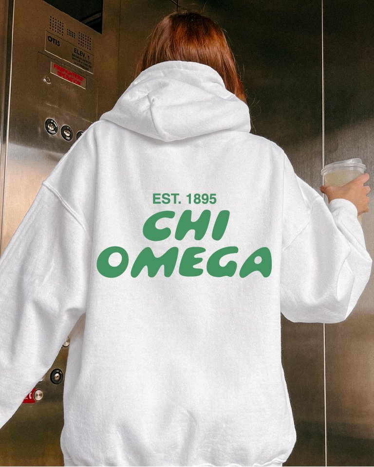 Chi Omega Bubble Font Sorority Hoodie | ChiO Trendy Sweatshirt | Big Little Gift | Recruitment Gift