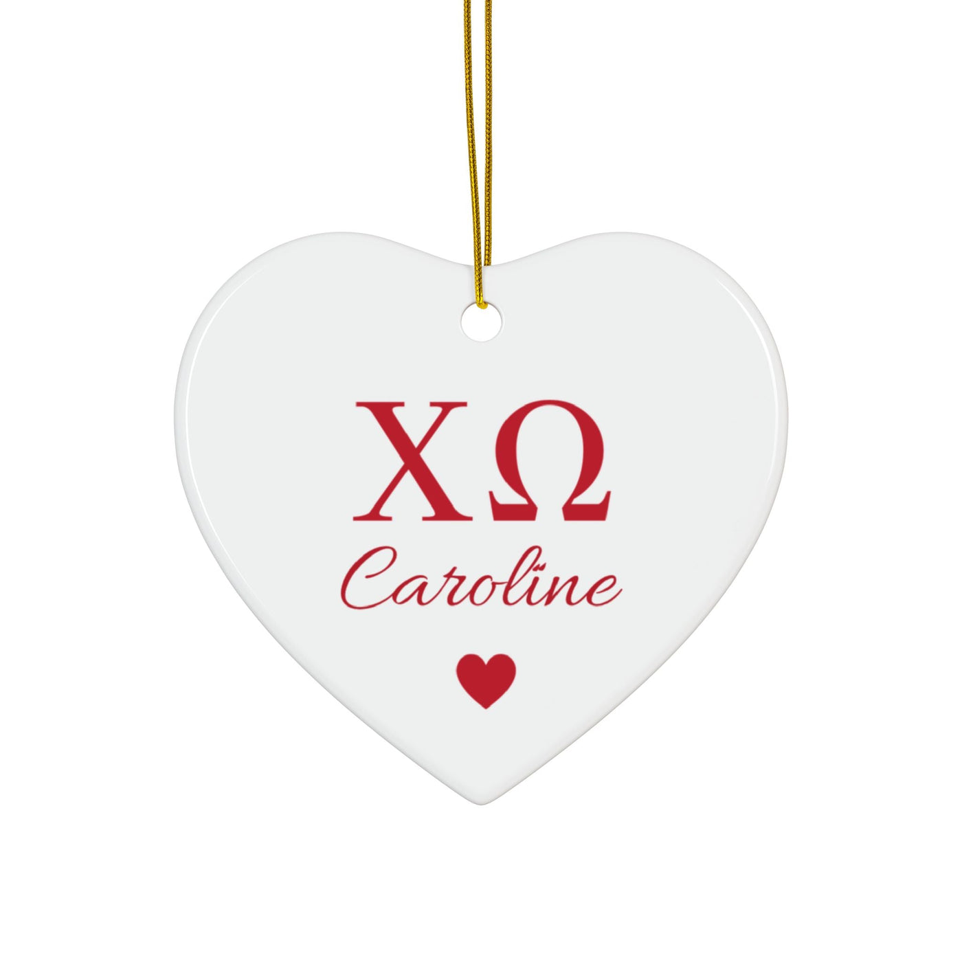 Chi Omega Customizable Trendy Red Letter Ornament Gift | Chi O Holiday Christmas Gift | Sorority Ornament | Your Name