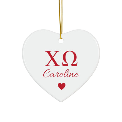 Chi Omega Customizable Trendy Red Letter Ornament Gift | Chi O Holiday Christmas Gift | Sorority Ornament | Your Name