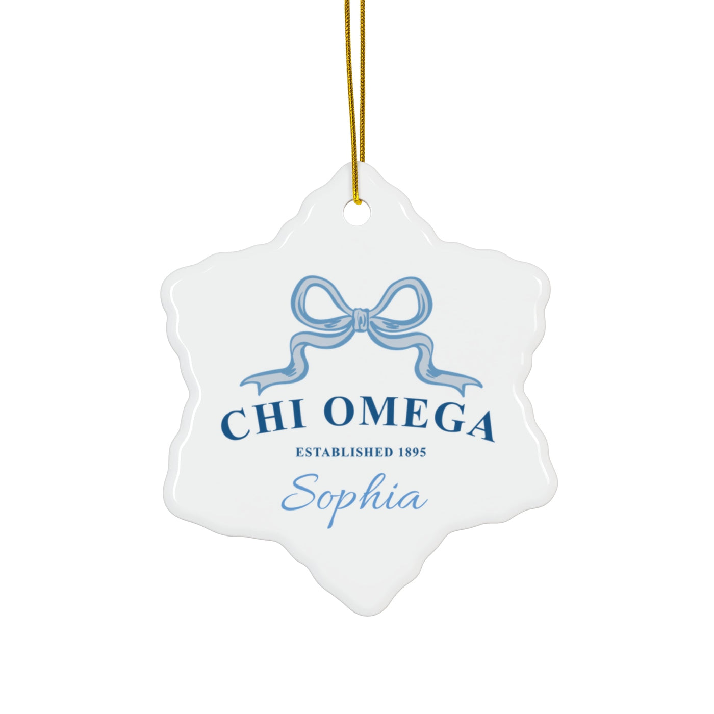 Chi Omega Customizable Trendy Ribbon Ornament Gift | Chi O Holiday Christmas Gift | Sorority Ornament | Your Name