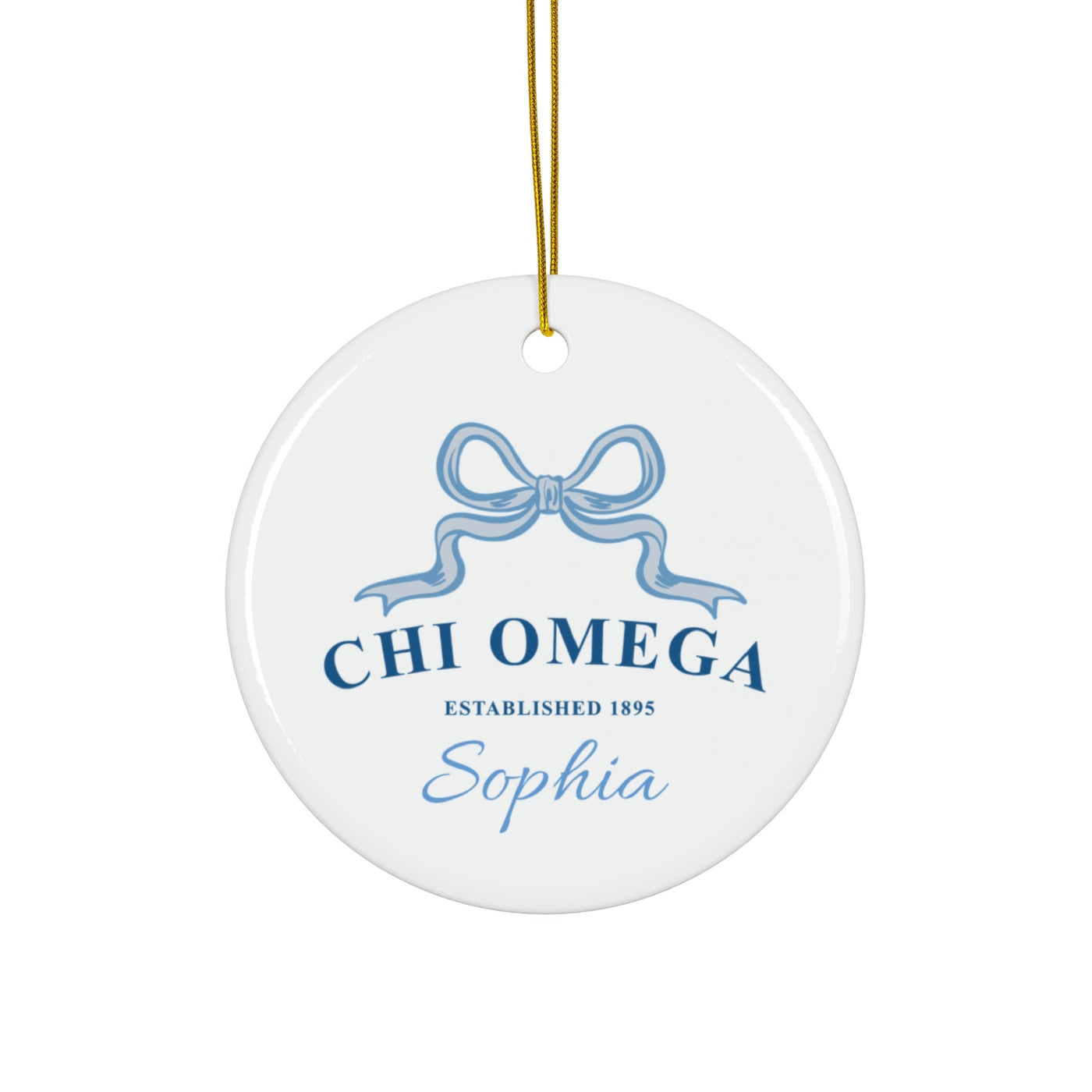 Chi Omega Customizable Trendy Ribbon Ornament Gift | Chi O Holiday Christmas Gift | Sorority Ornament | Your Name