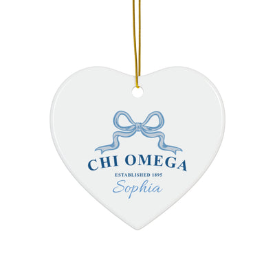 Chi Omega Customizable Trendy Ribbon Ornament Gift | Chi O Holiday Christmas Gift | Sorority Ornament | Your Name