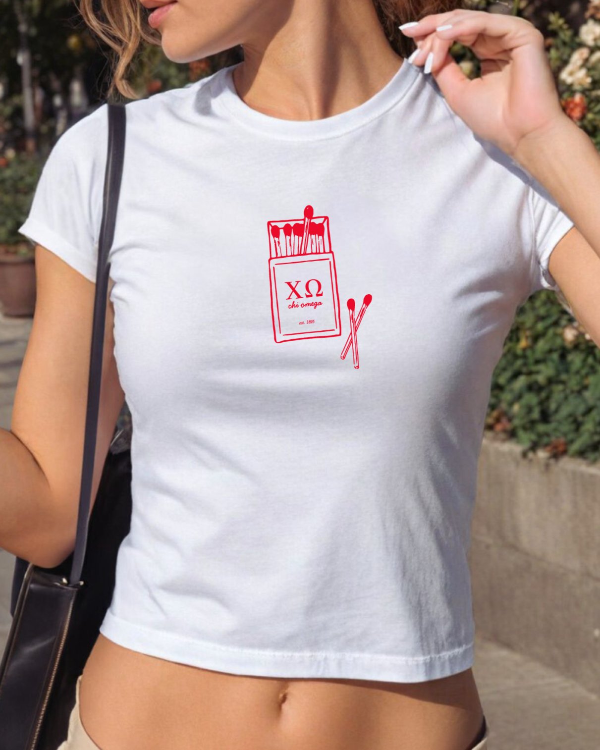 Chi Omega Matchbook Sorority Crop Top | Chi O Sorority Baby Tee | Y2K 2000s Sorority T-Shirt Crop Top | Bid Day Recruitment Gift