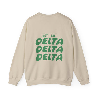 Delta Delta Delta Bubble Font Sorority Crewneck Sweatshirt | Tri Delta Trendy Sweatshirt | Big Little Gift | Recruitment Gift