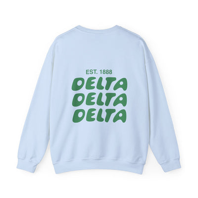 Delta Delta Delta Bubble Font Sorority Crewneck Sweatshirt | Tri Delta Trendy Sweatshirt | Big Little Gift | Recruitment Gift