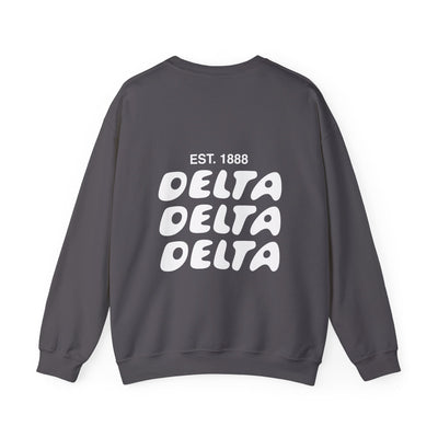 Delta Delta Delta Bubble Font Sorority Crewneck Sweatshirt | Tri Delta Trendy Sweatshirt | Big Little Gift | Recruitment Gift