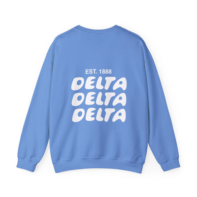 Delta Delta Delta Bubble Font Sorority Crewneck Sweatshirt | Tri Delta Trendy Sweatshirt | Big Little Gift | Recruitment Gift