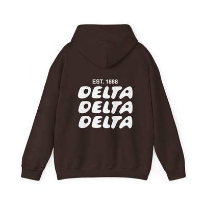 Delta Delta Delta Bubble Font Sorority Hoodie | Tri Delta Trendy Sweatshirt | Big Little Gift | Recruitment Gift