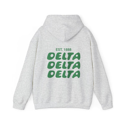 Delta Delta Delta Bubble Font Sorority Hoodie | Tri Delta Trendy Sweatshirt | Big Little Gift | Recruitment Gift