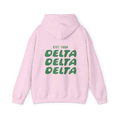 Delta Delta Delta Bubble Font Sorority Hoodie | Tri Delta Trendy Sweatshirt | Big Little Gift | Recruitment Gift