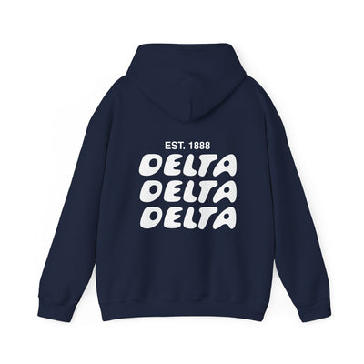 Delta Delta Delta Bubble Font Sorority Hoodie | Tri Delta Trendy Sweatshirt | Big Little Gift | Recruitment Gift