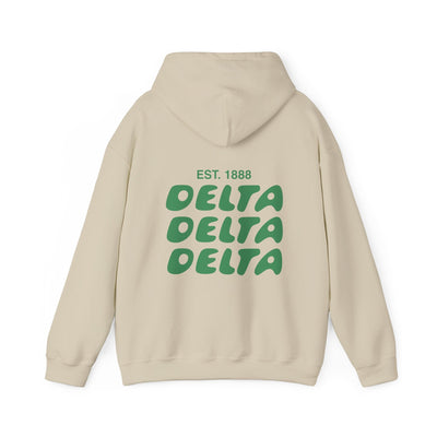 Delta Delta Delta Bubble Font Sorority Hoodie | Tri Delta Trendy Sweatshirt | Big Little Gift | Recruitment Gift