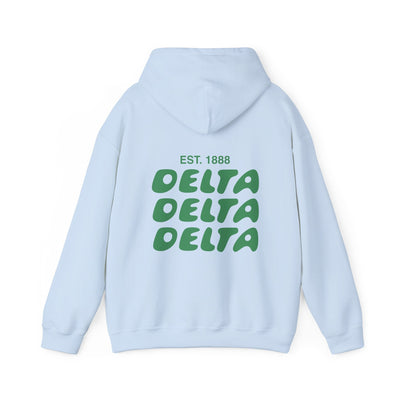 Delta Delta Delta Bubble Font Sorority Hoodie | Tri Delta Trendy Sweatshirt | Big Little Gift | Recruitment Gift