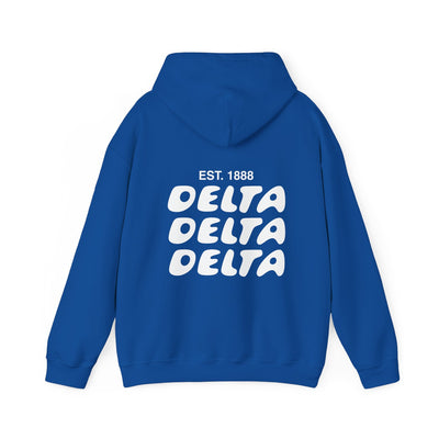 Delta Delta Delta Bubble Font Sorority Hoodie | Tri Delta Trendy Sweatshirt | Big Little Gift | Recruitment Gift